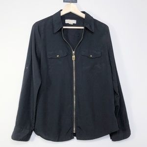 Michael by Michael Kors Black Gold ZipMoto Jacket